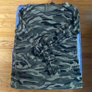 💋NWOT Torrid camo back zip, scoop neck sweater